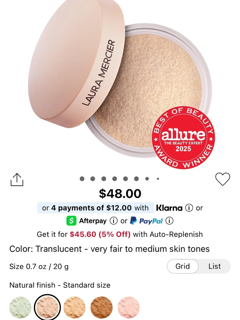 laura mercier Translucent Loose Setting Powder - Ivory White Box